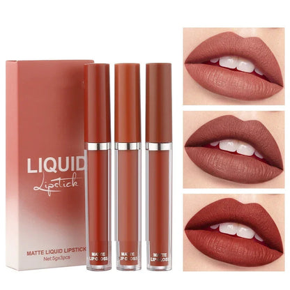 3 PC's Velvet Matte Lip Gloss Set Waterproof