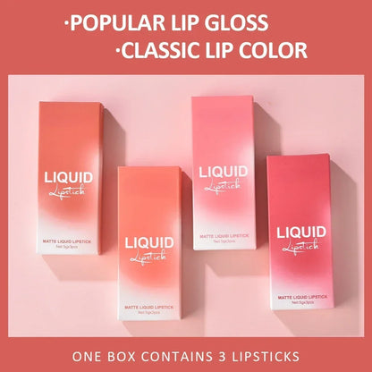 3 PC's Velvet Matte Lip Gloss Set Waterproof