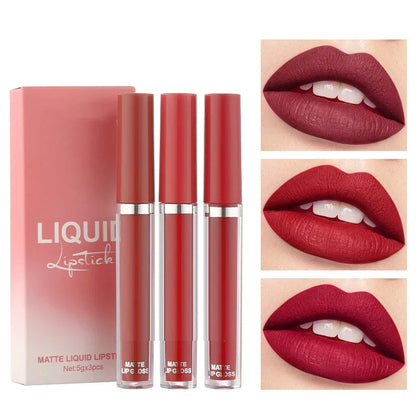 3 PC's Velvet Matte Lip Gloss Set Waterproof